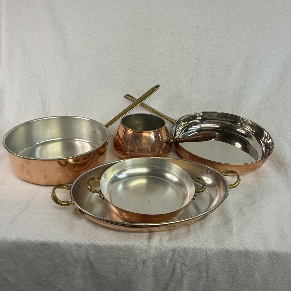 Vintage ODI (Old Dutch International) Stamped Copper Pans 5-piece Portugal